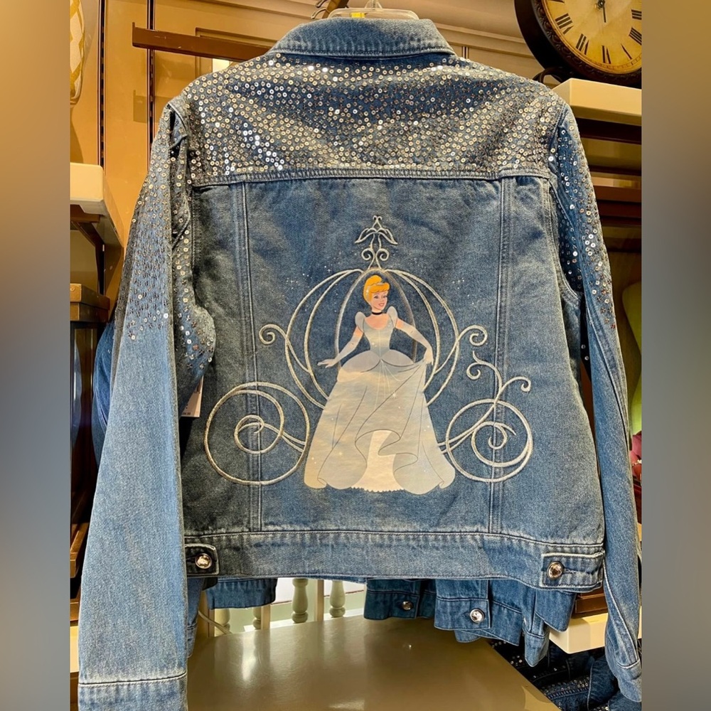 Disney Parks 2025 Cinderella 75th Anniversary Denim Jean Jacket Sequin